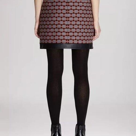 Karen Millen Skirt Wool Blend Geometric Wrap Sz 6 Mod Retro Tweed Mini Like New - Picture 4 of 13